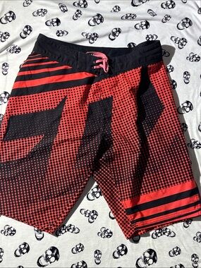 Fox Red and Black Graphic Hybrid Shorts